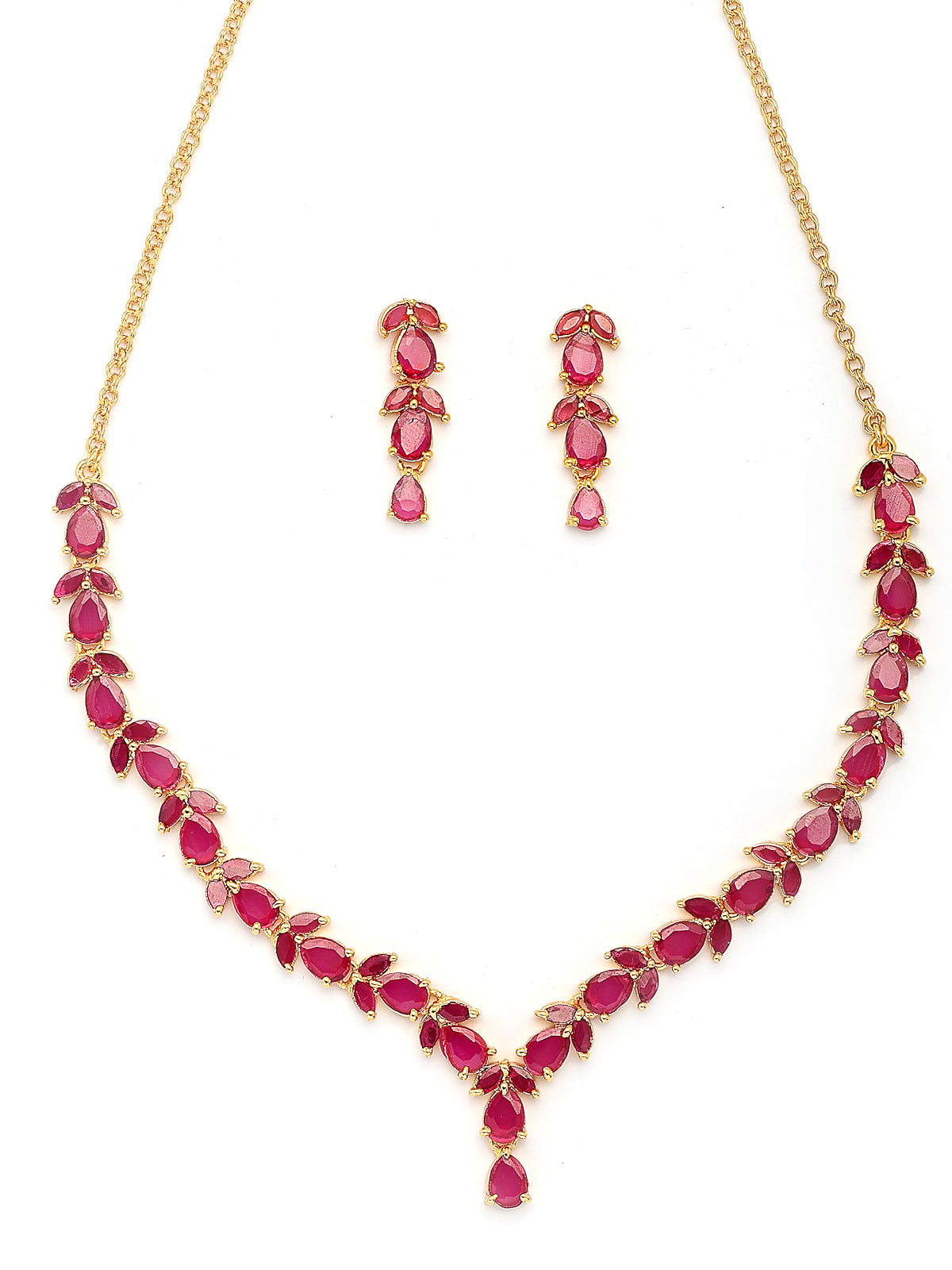 Sukkhi Delicate Gold Plated Ruby Choker Necklace with Drop Earring Jewellery Set For Women & Girls|NS107412