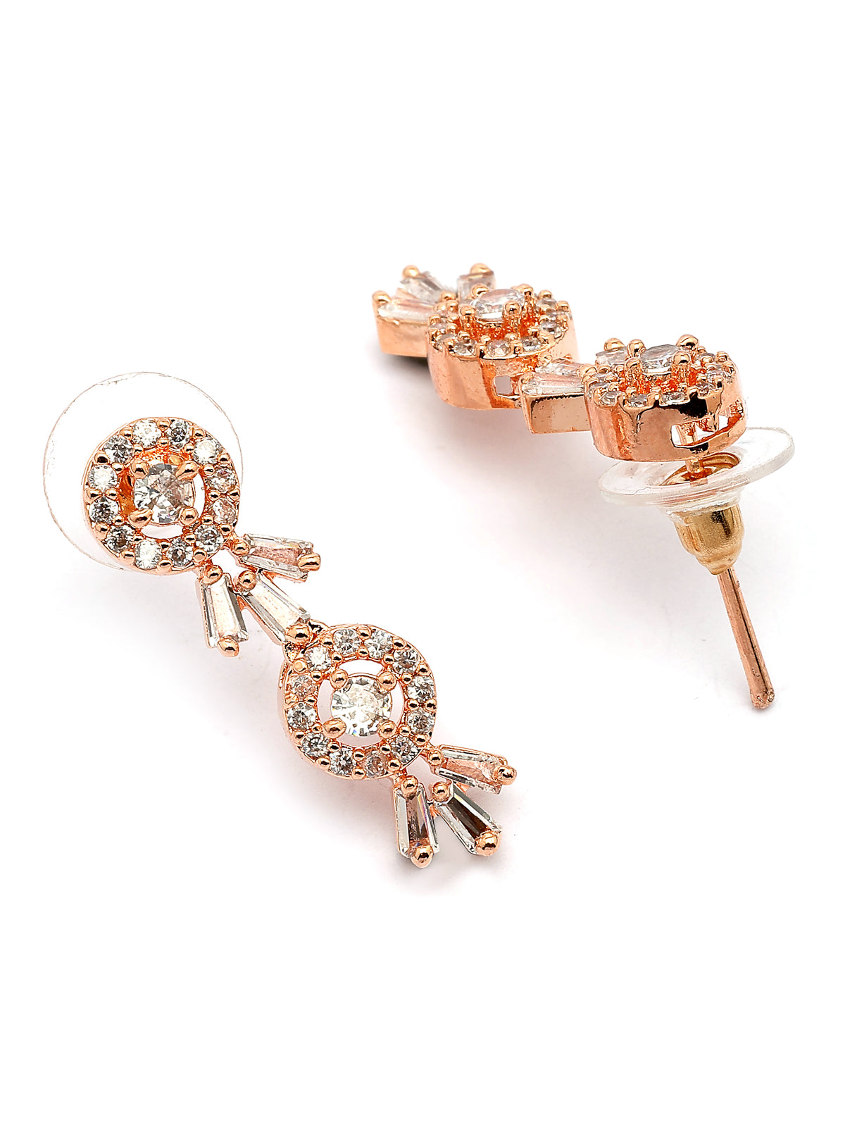 Sukkhi Sensational Stylish American Diamond Studded With Rose Gold Detailing Choker Necklace with Dangle Earring Jewellery Set For Women & Girls|NS107413