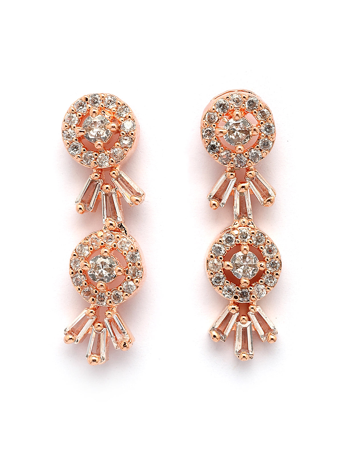 Sukkhi Sensational Stylish American Diamond Studded With Rose Gold Detailing Choker Necklace with Dangle Earring Jewellery Set For Women & Girls|NS107413