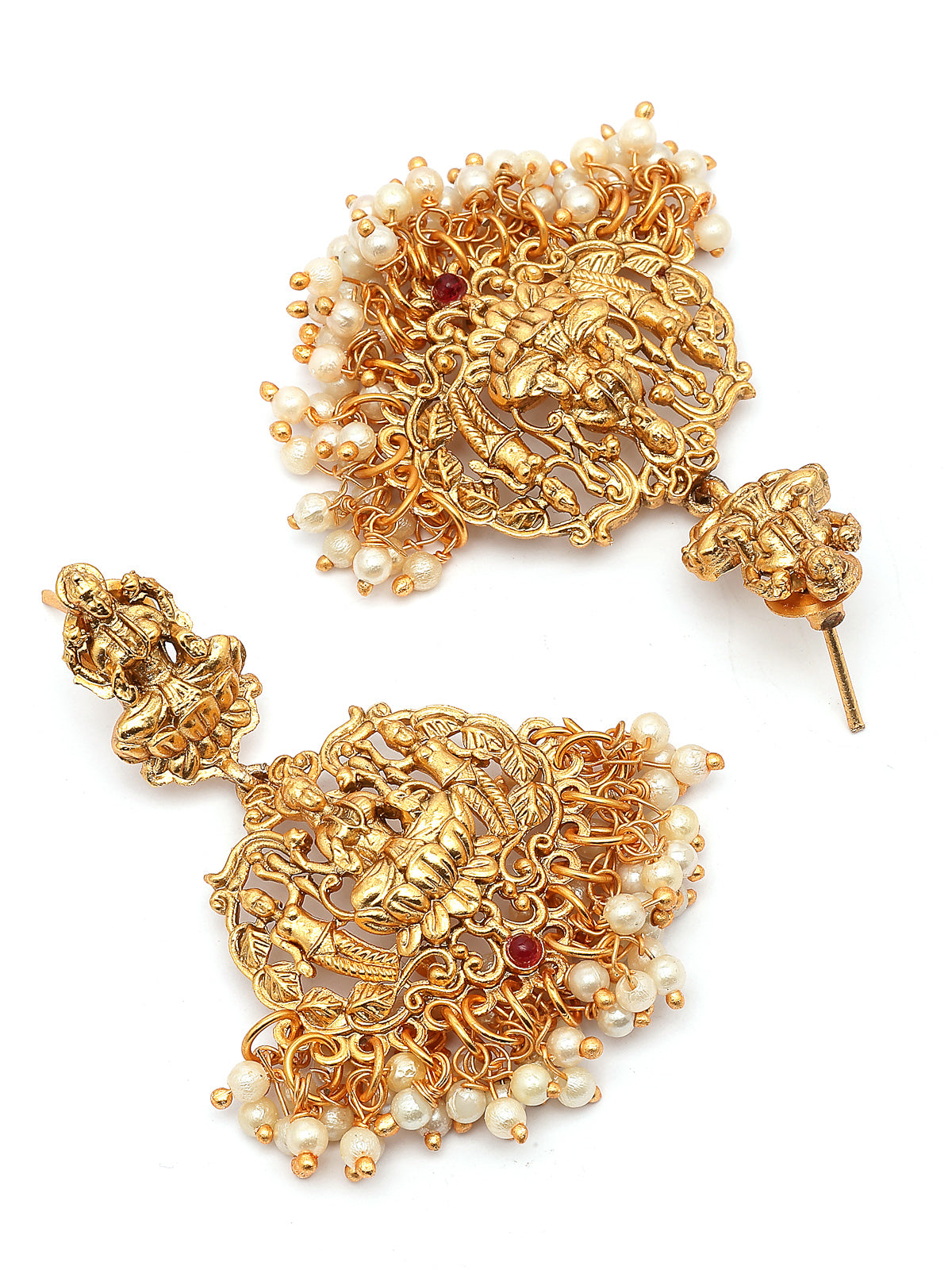 Sukkhi South Indian Traditional Matte Gold Plated Maharani Haar Red Green Choker Necklace with Dangle Earring Jewellery Set for Women & Girls|NS107414