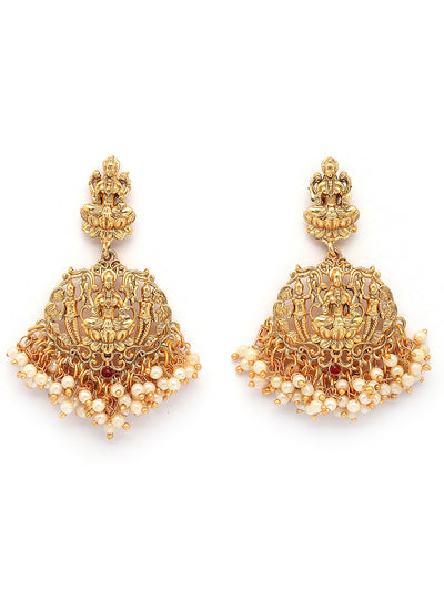 Sukkhi South Indian Traditional Matte Gold Plated Maharani Haar Red Green Choker Necklace with Dangle Earring Jewellery Set for Women & Girls|NS107414