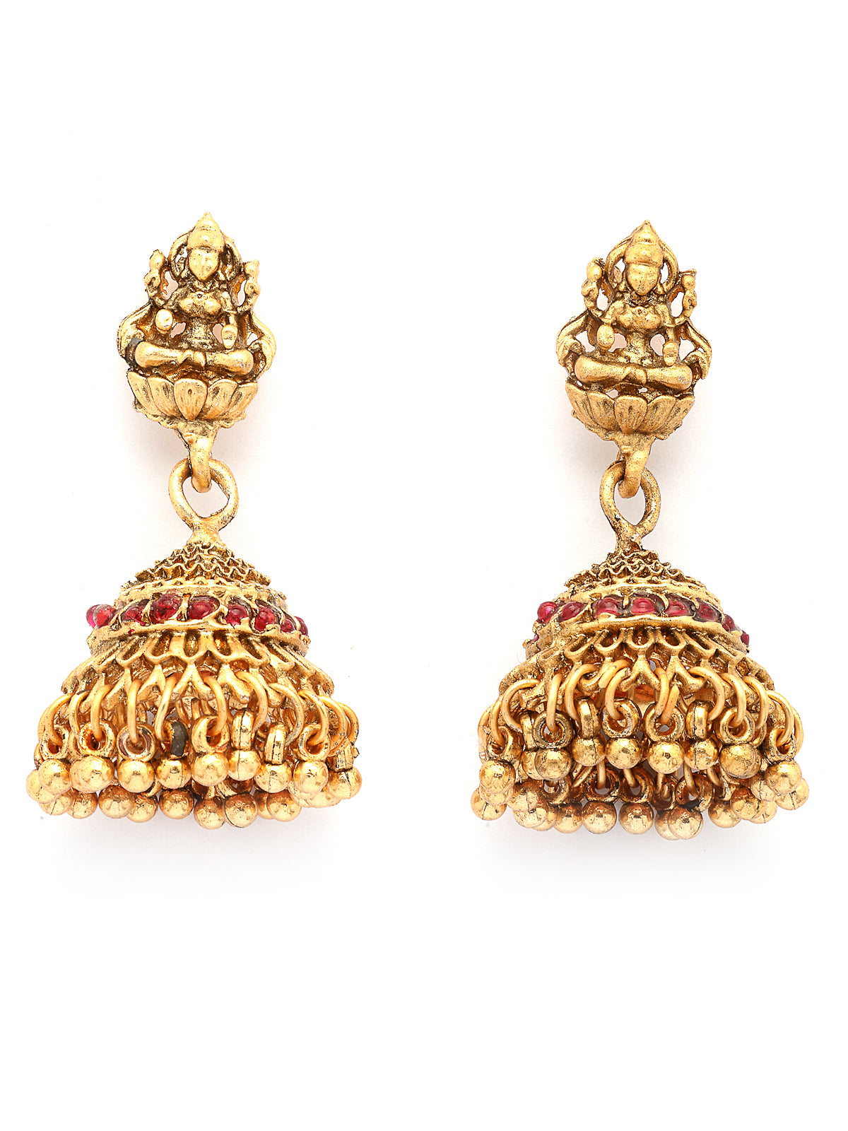 Sukkhi South Indian Traditional Temple Gold Plated long Necklace with Jhumka/Jhumki Earring Jewellery Set for Women & Girls|NS107415