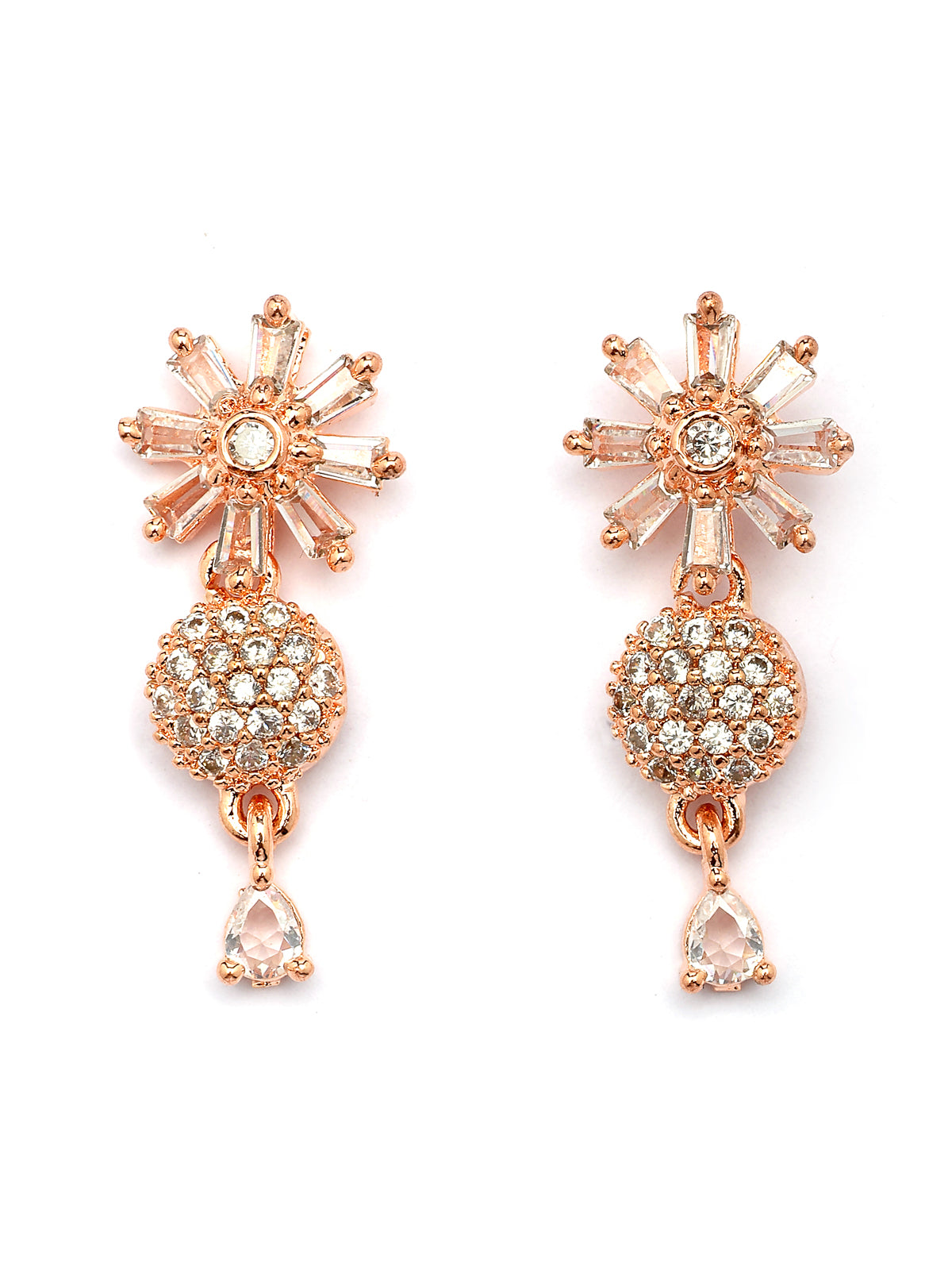 Sukkhi Decent Stylish Fashionable Gold Plated with American Diamond Studded Floral Shaped White Choker Necklace with Drop Earrings Jewellery Set For Women & Girls|NS107421