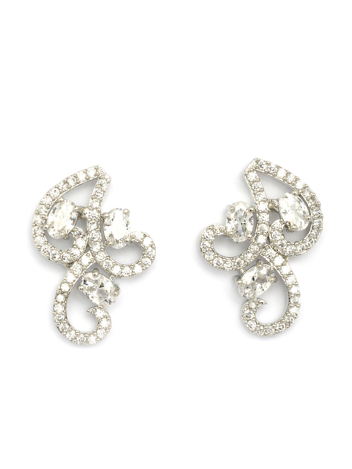 Sukkhi Western Fashion Style Rhodium Plated with Silver Toned Cubic Zirconia Stones Studded White Choker Necklace with Studs Earring Jewellery Set For Women & Girls|NS107422