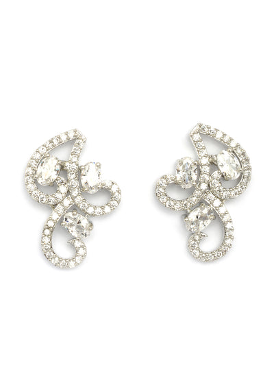 Sukkhi Western Fashion Style Rhodium Plated with Silver Toned Cubic Zirconia Stones Studded White Choker Necklace with Studs Earring Jewellery Set For Women & Girls|NS107422