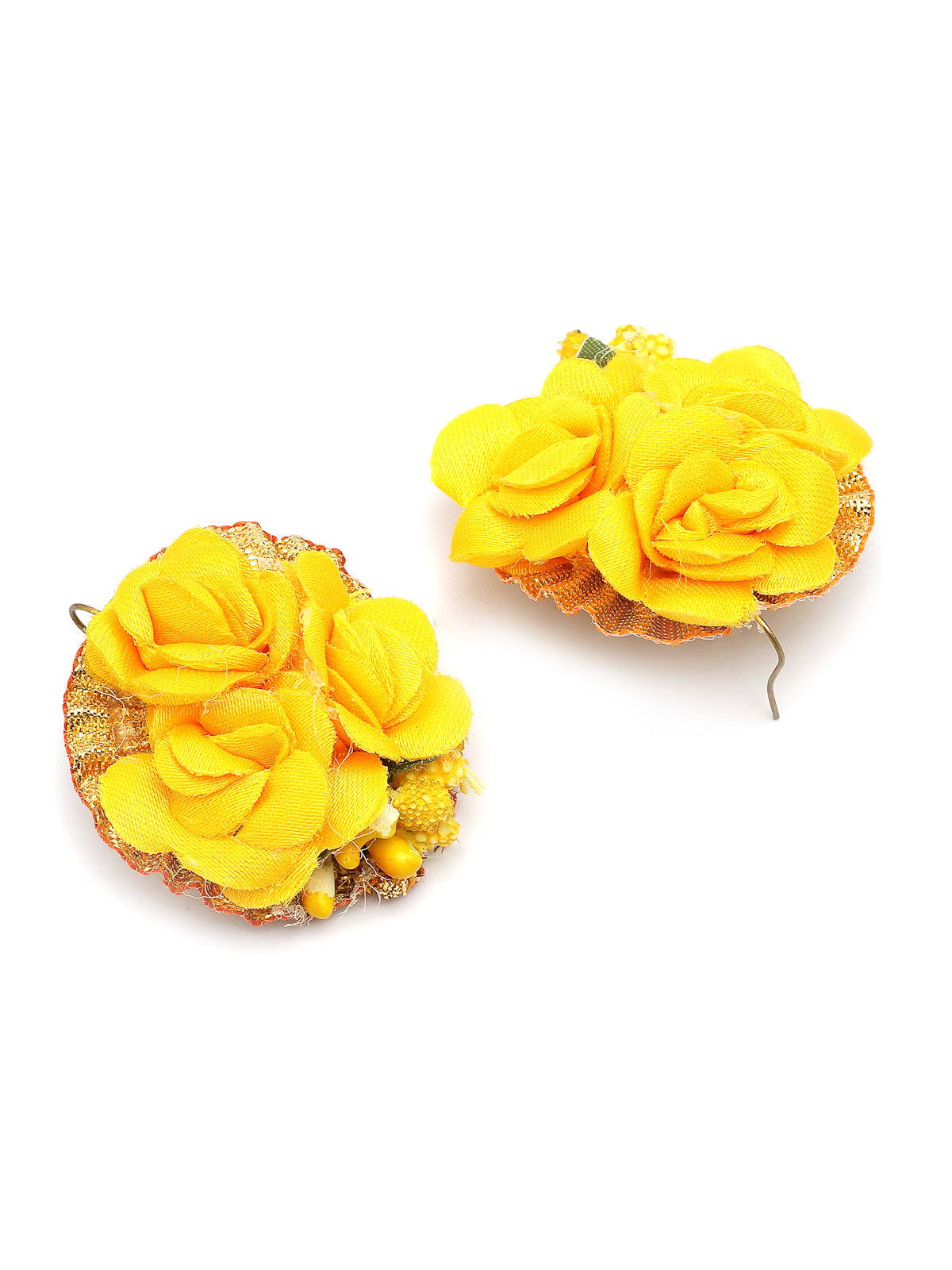 Sukkhi Creative Stylish Fashion Flowers Handmade Yellow Jewellery Set for Haldi Gota Patti Necklace Earrings Bracelet & Maangtikka for Women & Girls|Mehandi/Haldi/Wedding/Bridal/Baby Shower|NS107465