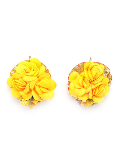 Sukkhi Creative Stylish Fashion Flowers Handmade Yellow Jewellery Set for Haldi Gota Patti Necklace Earrings Bracelet & Maangtikka for Women & Girls|Mehandi/Haldi/Wedding/Bridal/Baby Shower|NS107465