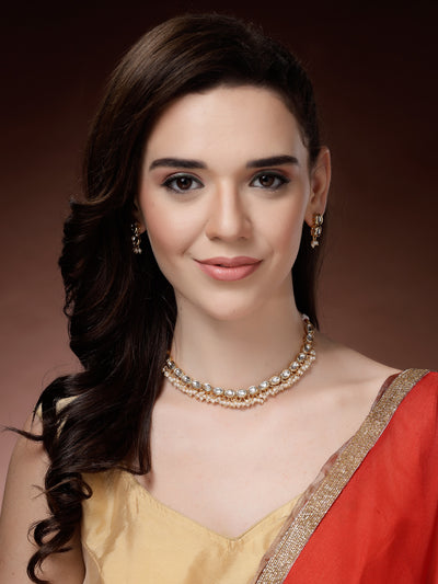 Sukkhi Ornamental Latest Stylish Kundan with Beads Studded Choker Necklace Set with Drop Earring Jewellery for Women & Girls|Jewellery for Party, Wedding, and Festive Occasions for Women|NS107469