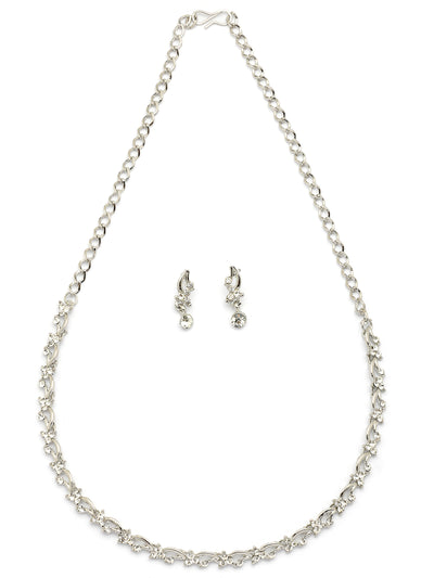 Sukkhi Attractive & Stylish Rhodium Plated AD Stones Studded Choker Necklace Set with Drop Earring Jewellery for Women & Girls|Jewellery for Party, Wedding, and Festive Occasions for Women|NS107471