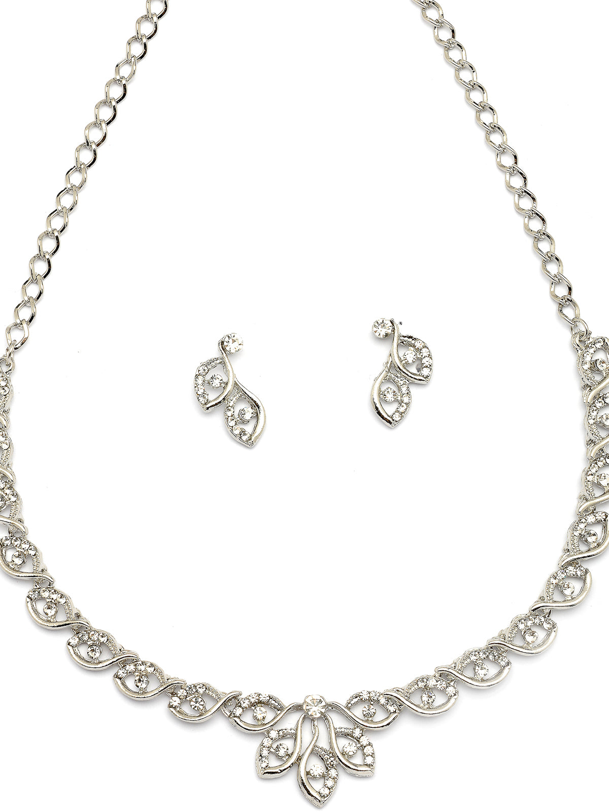 Sukkhi Decent & Shiny AD Stones Studded with Rhodium Plated Choker Necklace Set & Drop Earrings Jewellery for Women & Girls|Jewellery for Party, Wedding, and Festive Occasions for Women|NS107472