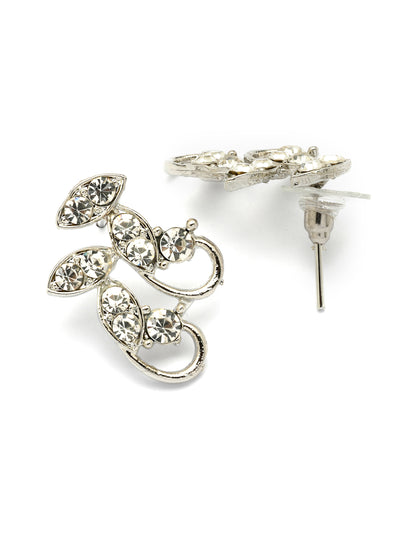 Sukkhi Stylish Rhodium Plated AD Stones Silver Choker Necklace Set with Studs Earrings Jewellery for Women & Girls|Jewellery for Party, Wedding, and Festive Occasions for Women|NS107474