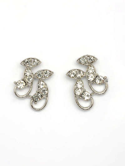 Sukkhi Stylish Rhodium Plated AD Stones Silver Choker Necklace Set with Studs Earrings Jewellery for Women & Girls|Jewellery for Party, Wedding, and Festive Occasions for Women|NS107474