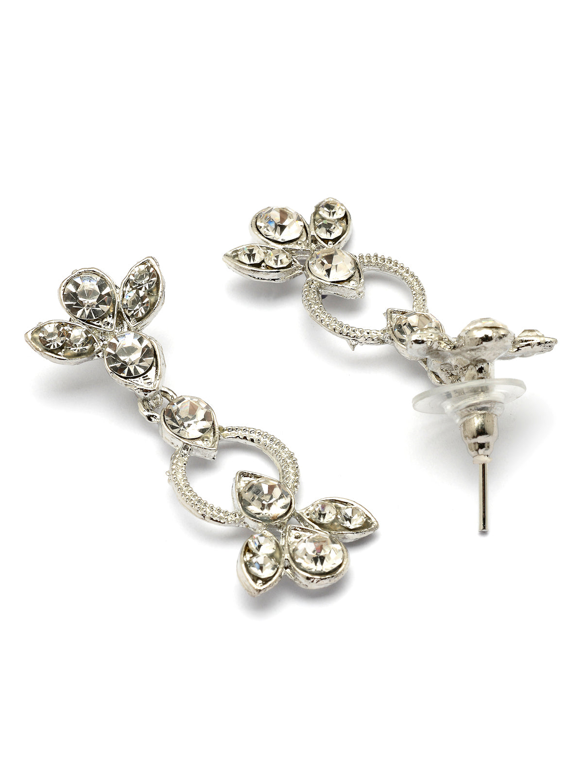 Sukkhi Latest Stylish Rhodium Plated AD Stones Studded Silver Choker Necklace Set with Drop Earrings Jewellery for Women & Girs|Jewellery for Party, Wedding, and Festive Occasions for Women|NS107475