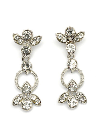 Sukkhi Latest Stylish Rhodium Plated AD Stones Studded Silver Choker Necklace Set with Drop Earrings Jewellery for Women & Girs|Jewellery for Party, Wedding, and Festive Occasions for Women|NS107475