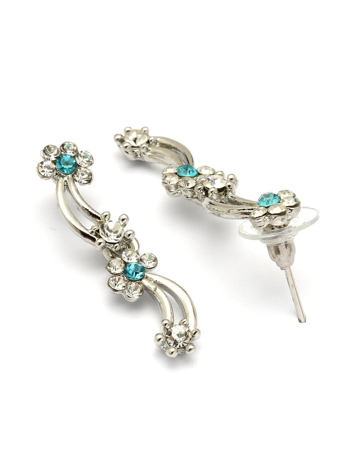 Sukkhi All Season Floral Design with Rhodium Plated AD Stones Silver Choker Necklace Set & Dangle Earrings Jewellery for Women|Jewellery for Party, Wedding, and Festive Occasions for Women|NS107476