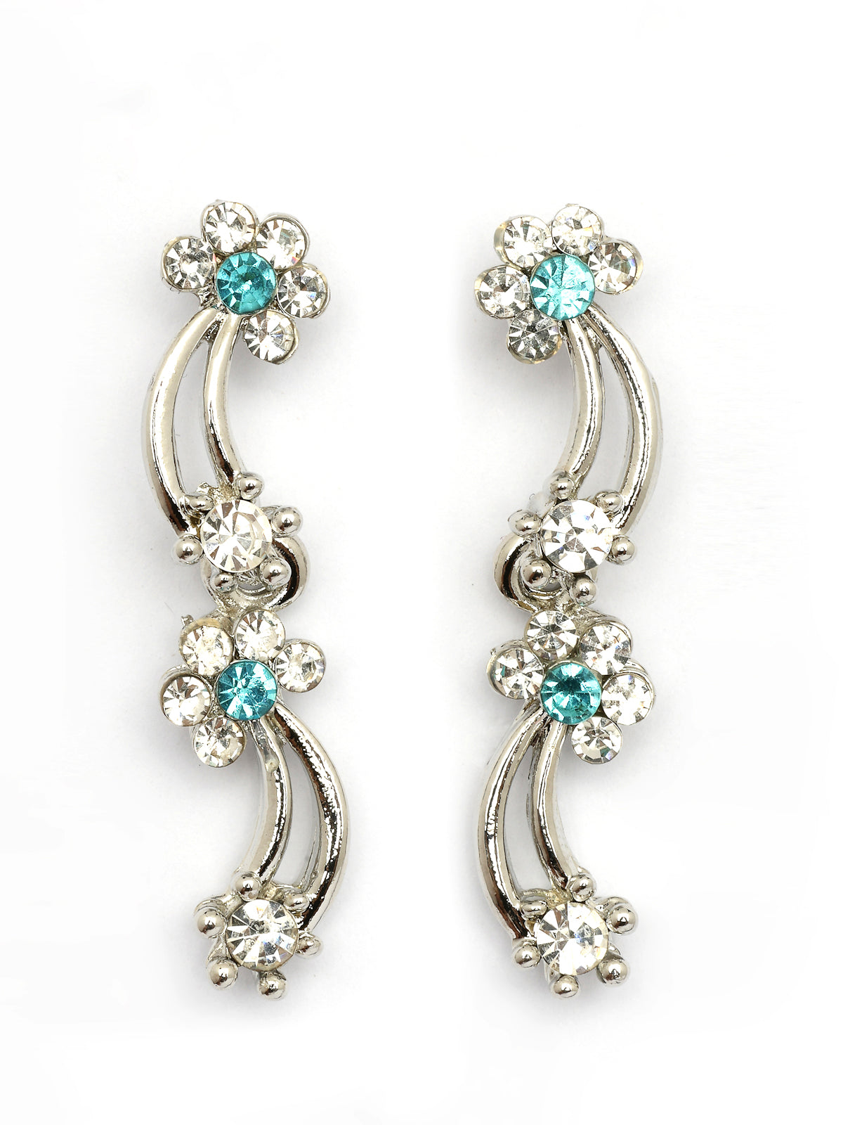 Sukkhi All Season Floral Design with Rhodium Plated AD Stones Silver Choker Necklace Set & Dangle Earrings Jewellery for Women|Jewellery for Party, Wedding, and Festive Occasions for Women|NS107476