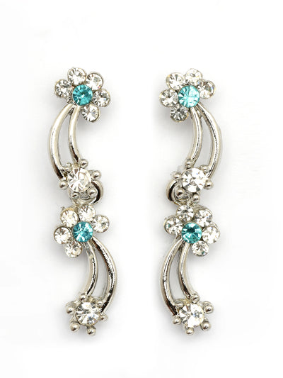 Sukkhi All Season Floral Design with Rhodium Plated AD Stones Silver Choker Necklace Set & Dangle Earrings Jewellery for Women|Jewellery for Party, Wedding, and Festive Occasions for Women|NS107476