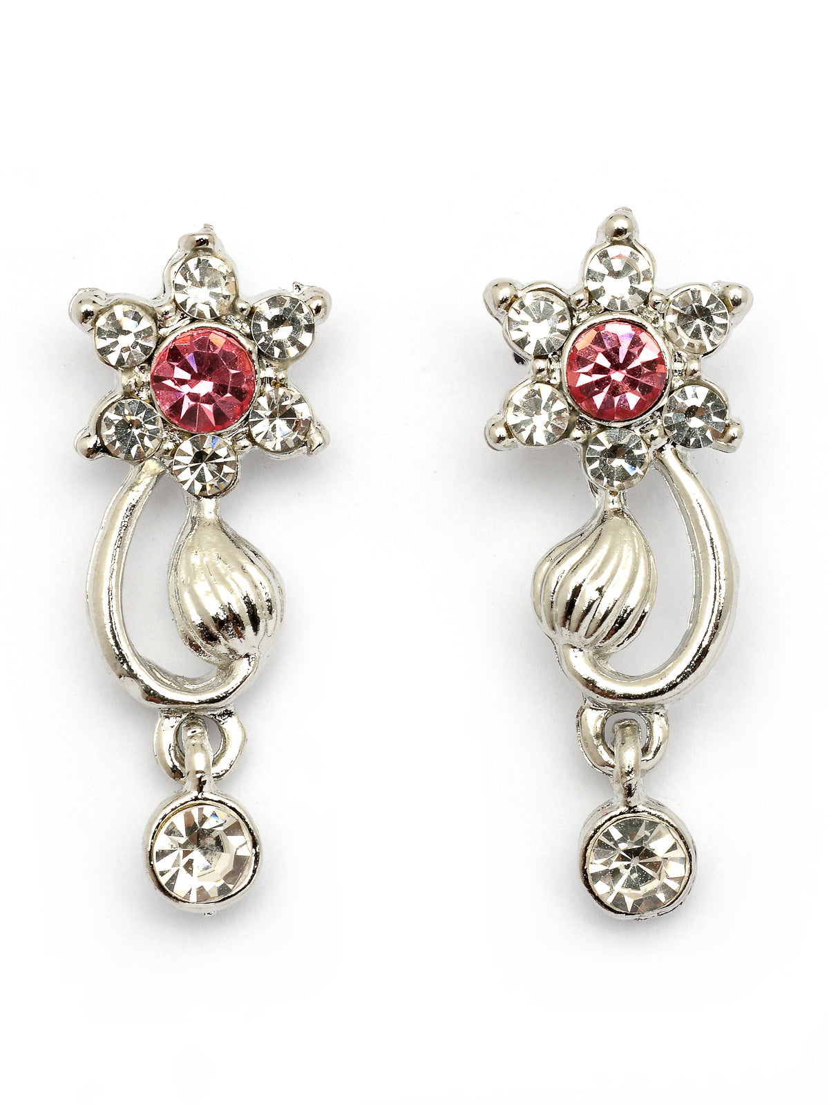 Sukkhi Floral Design with Rhodium Plated AD Stones Silver Choker Necklace Set with Drop Earrings Jewellery for Women & Girls|Jewellery for Party, Wedding, and Festive Occasions for Women|NS107479