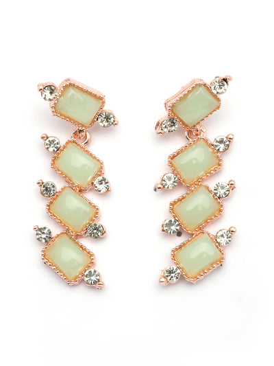 Sukkhi Charming Gold Plated AD Stones Mint Green Choker Necklace Set with Dangle Earrings Jewellery for Women & Girls|Jewellery for Party, Wedding, and Festive Occasions for Women|NS107480