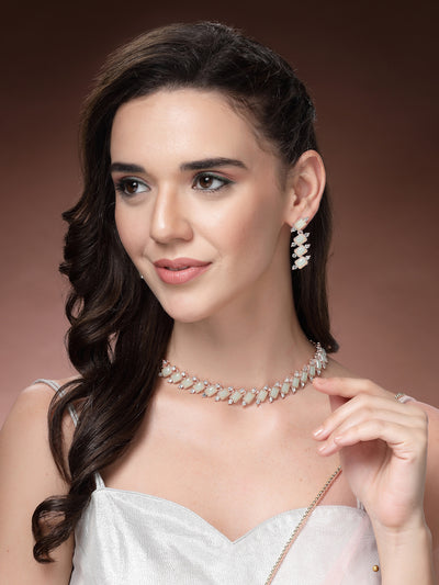 Sukkhi Charming Gold Plated AD Stones Mint Green Choker Necklace Set with Dangle Earrings Jewellery for Women & Girls|Jewellery for Party, Wedding, and Festive Occasions for Women|NS107480