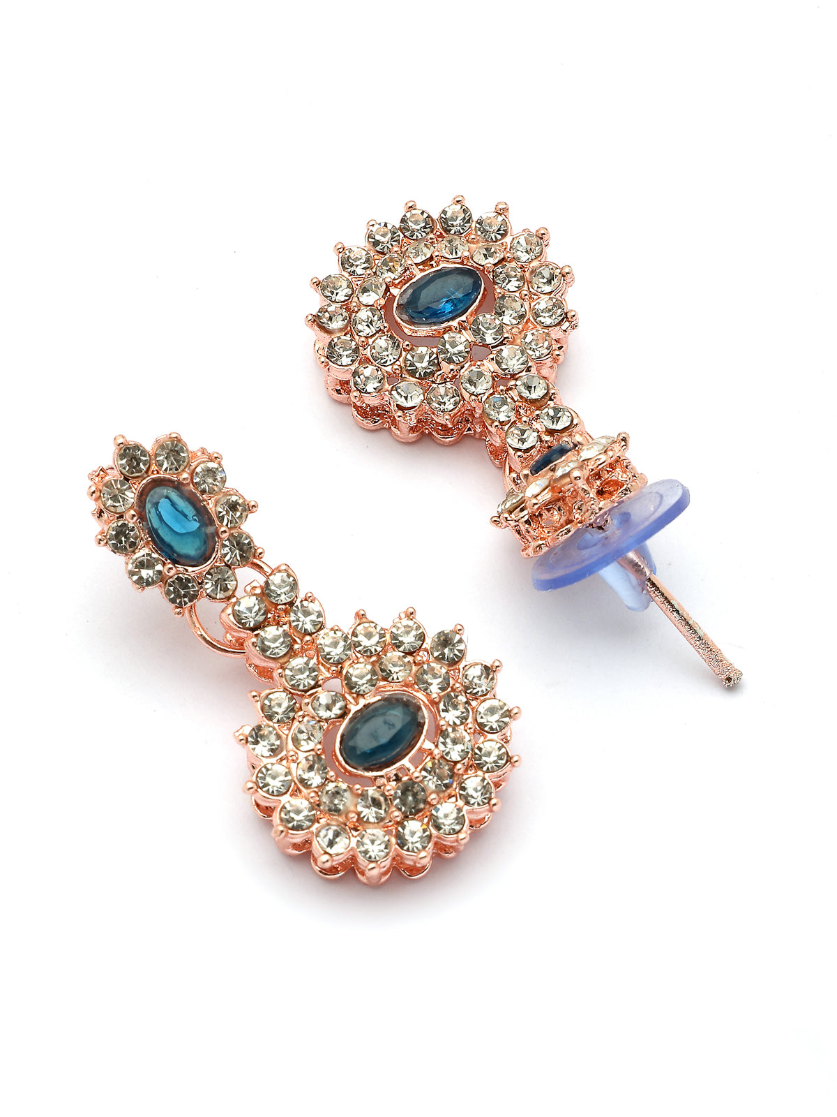 Sukkhi Beautiful Stylish Gold Plated AD Stones Studded Blue Choker Necklace Set with Drop Earrings Jewellery for Women & Girls|Jewellery for Party, Wedding, and Festive Occasions for Women|NS107481