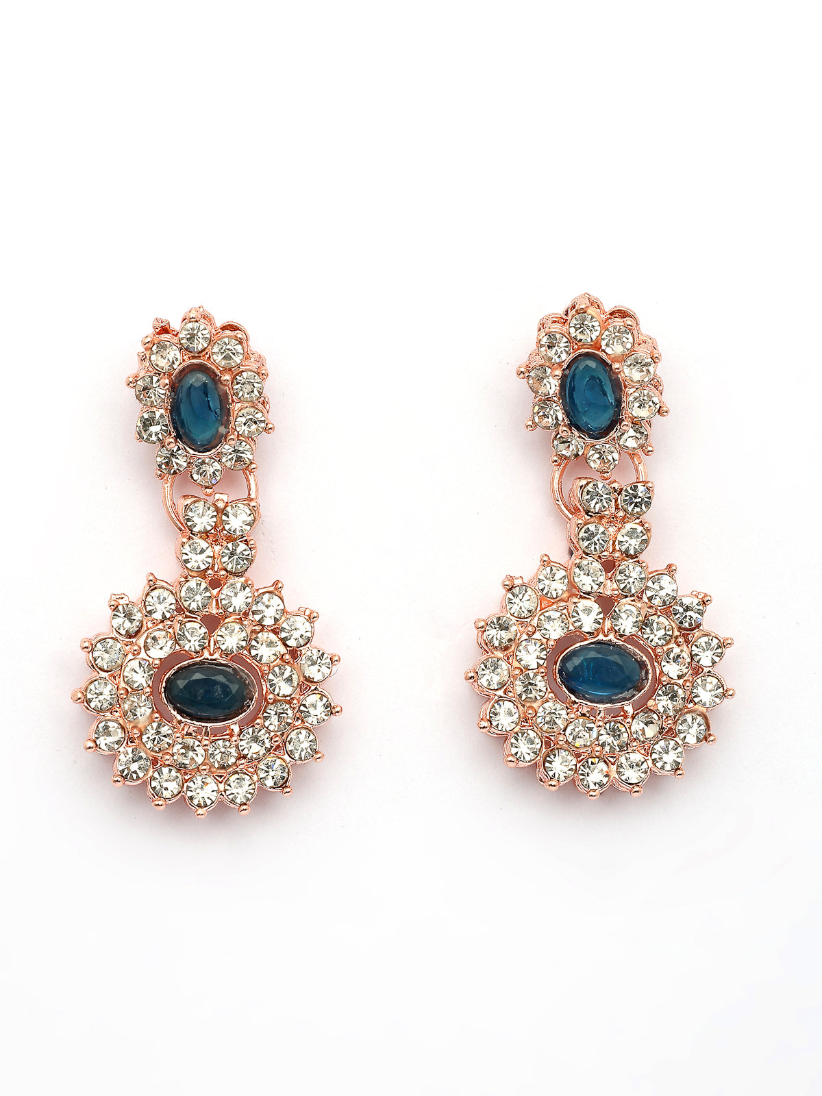 Sukkhi Beautiful Stylish Gold Plated AD Stones Studded Blue Choker Necklace Set with Drop Earrings Jewellery for Women & Girls|Jewellery for Party, Wedding, and Festive Occasions for Women|NS107481