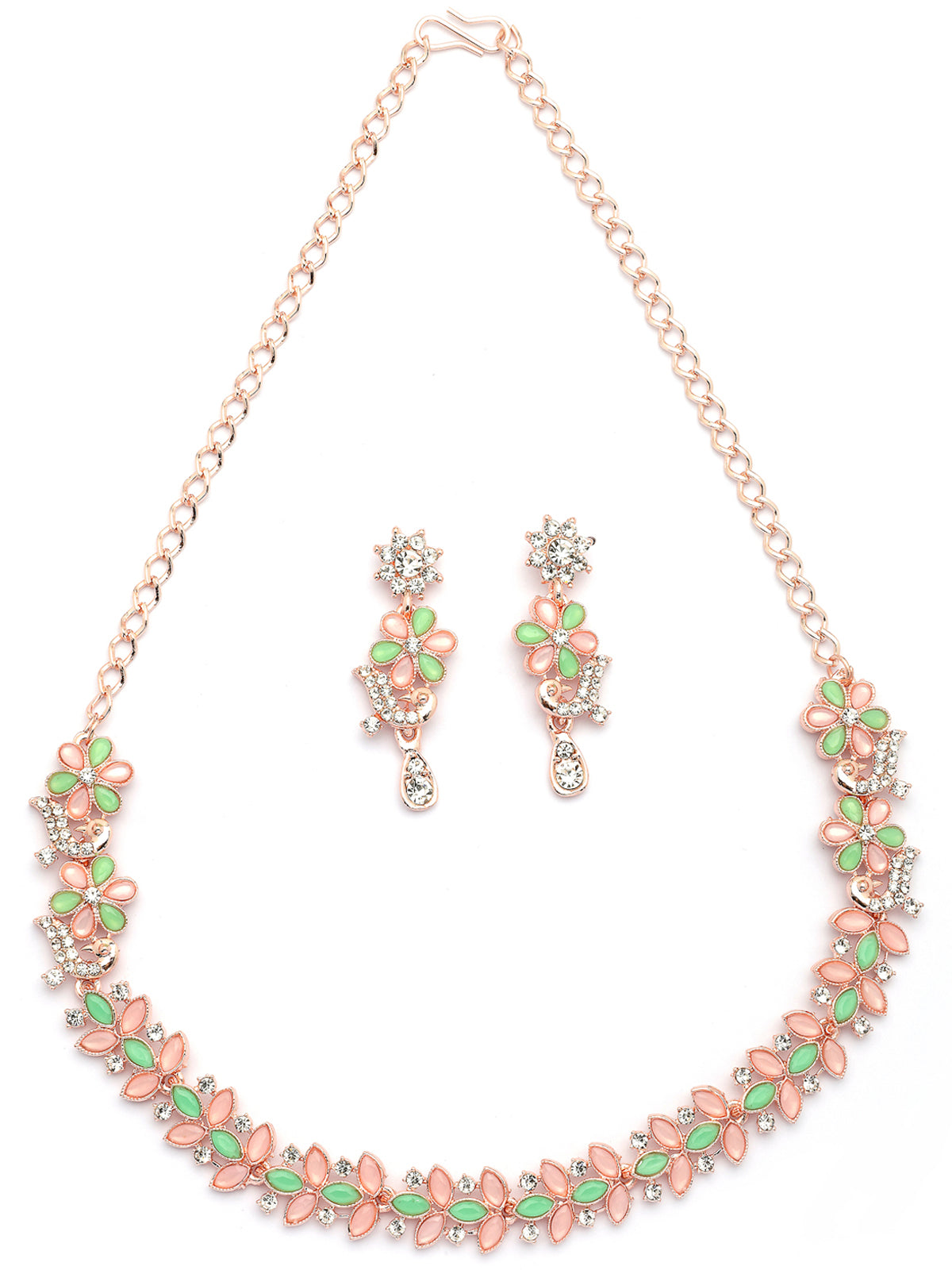 Sukkhi Latest Stylish Floral Design with AD Stones Gold Plated Choker Necklace Set & Dangle Earrings Jewellery for Women & Girls|Jewellery for Party, Wedding, and Festive Occasions for Women|NS107484