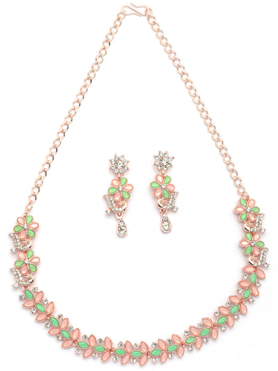 Sukkhi Latest Stylish Floral Design with AD Stones Gold Plated Choker Necklace Set & Dangle Earrings Jewellery for Women & Girls|Jewellery for Party, Wedding, and Festive Occasions for Women|NS107484