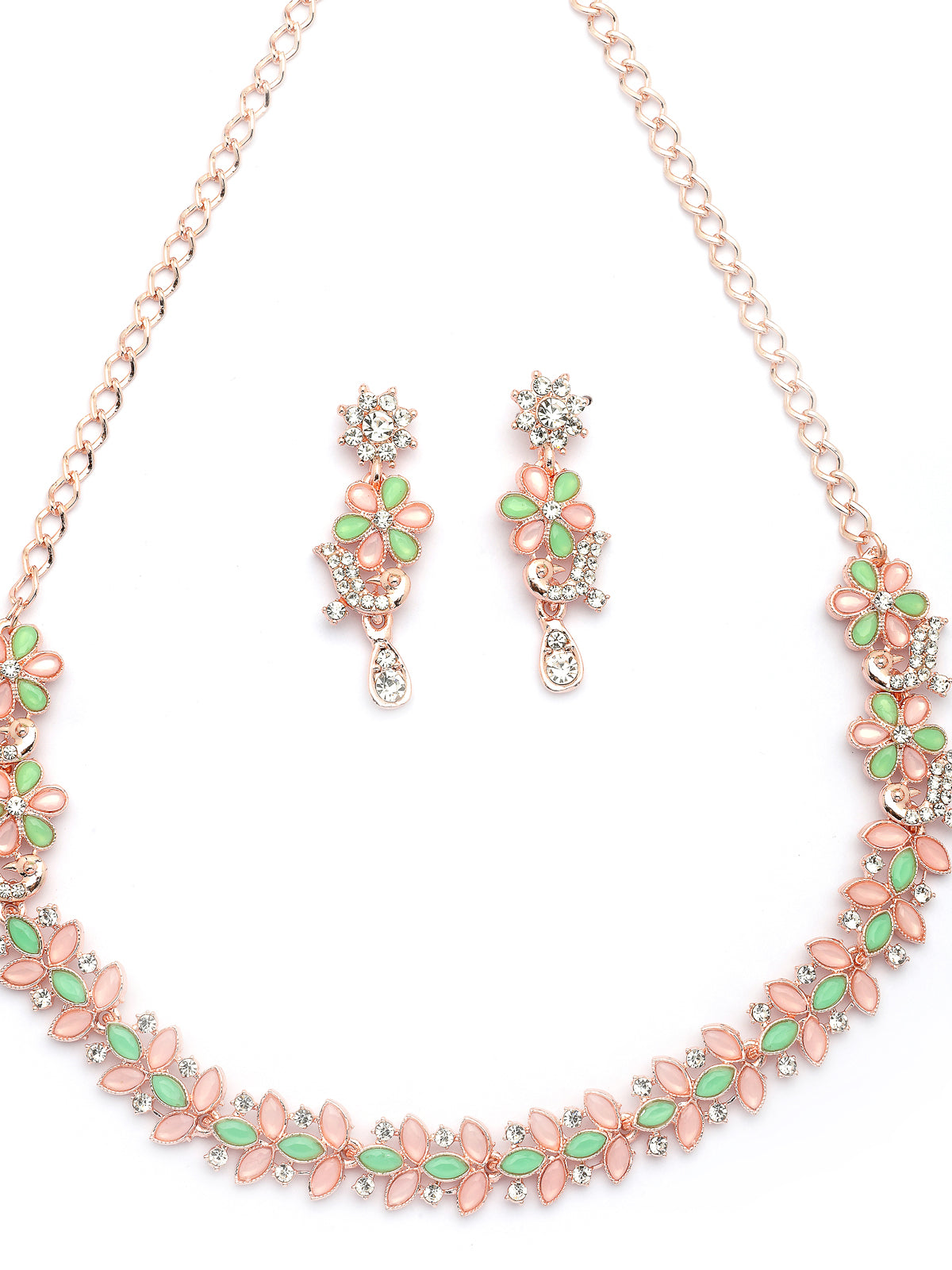 Sukkhi Latest Stylish Floral Design with AD Stones Gold Plated Choker Necklace Set & Dangle Earrings Jewellery for Women & Girls|Jewellery for Party, Wedding, and Festive Occasions for Women|NS107484