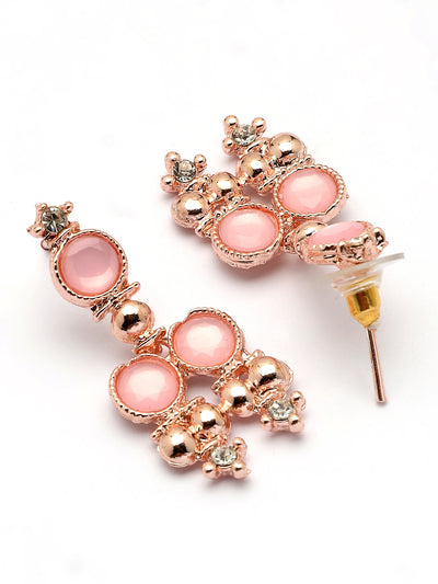 Sukkhi Pretty Pink with Gold Plated AD Stones Studded Choker Necklace Set with Drop Earrings Jewellery for Women & Girls|Jewellery for Party, Wedding, and Festive Occasions for Women|NS107485