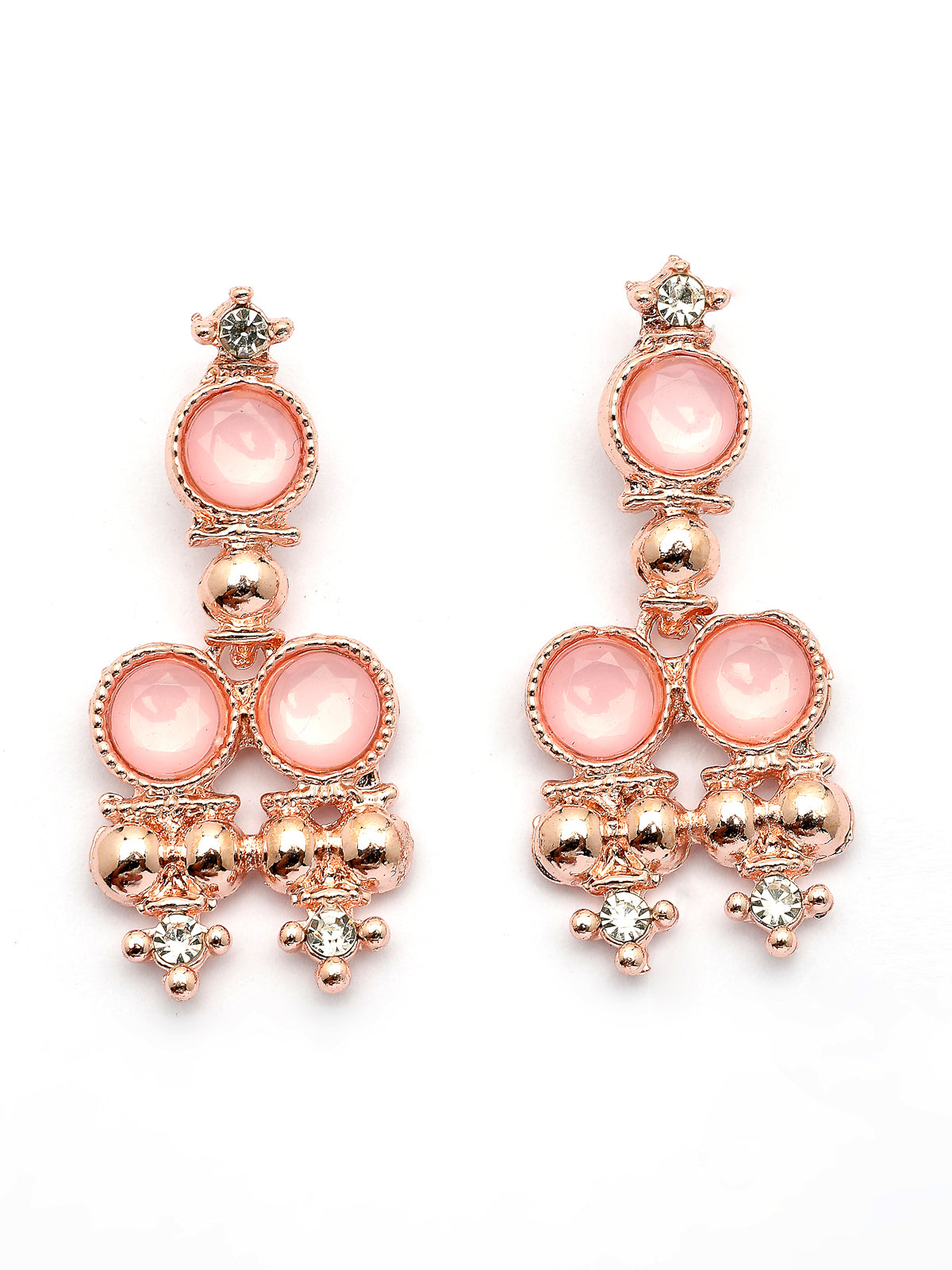 Sukkhi Pretty Pink with Gold Plated AD Stones Studded Choker Necklace Set with Drop Earrings Jewellery for Women & Girls|Jewellery for Party, Wedding, and Festive Occasions for Women|NS107485