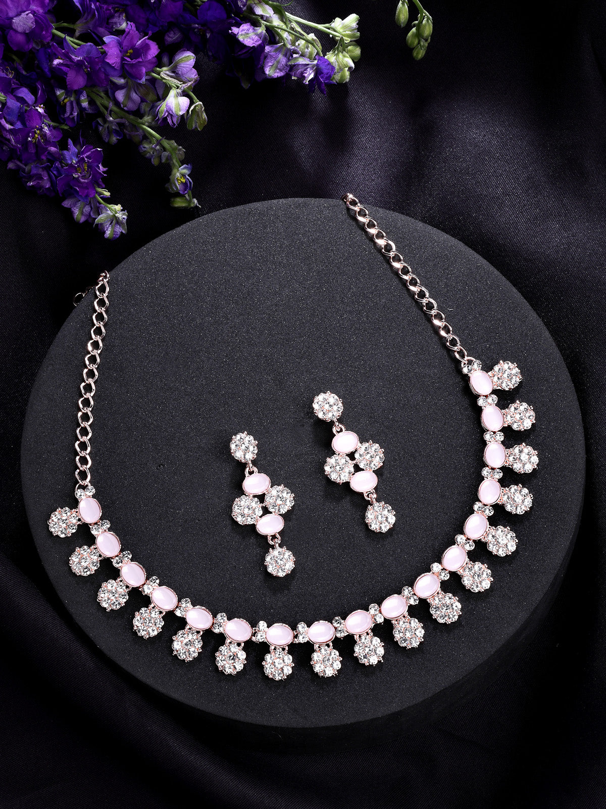 Sukkhi Beautiful Gold Plated Floral Design AD Stones Studded Choker Necklace Set with Drop Earrings Jewellery for Women & Girls|Jewellery for Party, Wedding, and Festive Occasions for Women|NS107486