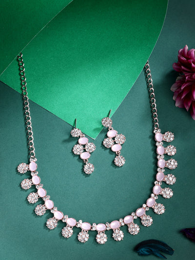 Sukkhi Beautiful Gold Plated Floral Design AD Stones Studded Choker Necklace Set with Drop Earrings Jewellery for Women & Girls|Jewellery for Party, Wedding, and Festive Occasions for Women|NS107486