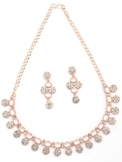 Sukkhi Beautiful Gold Plated Floral Design AD Stones Studded Choker Necklace Set with Drop Earrings Jewellery for Women & Girls|Jewellery for Party, Wedding, and Festive Occasions for Women|NS107486