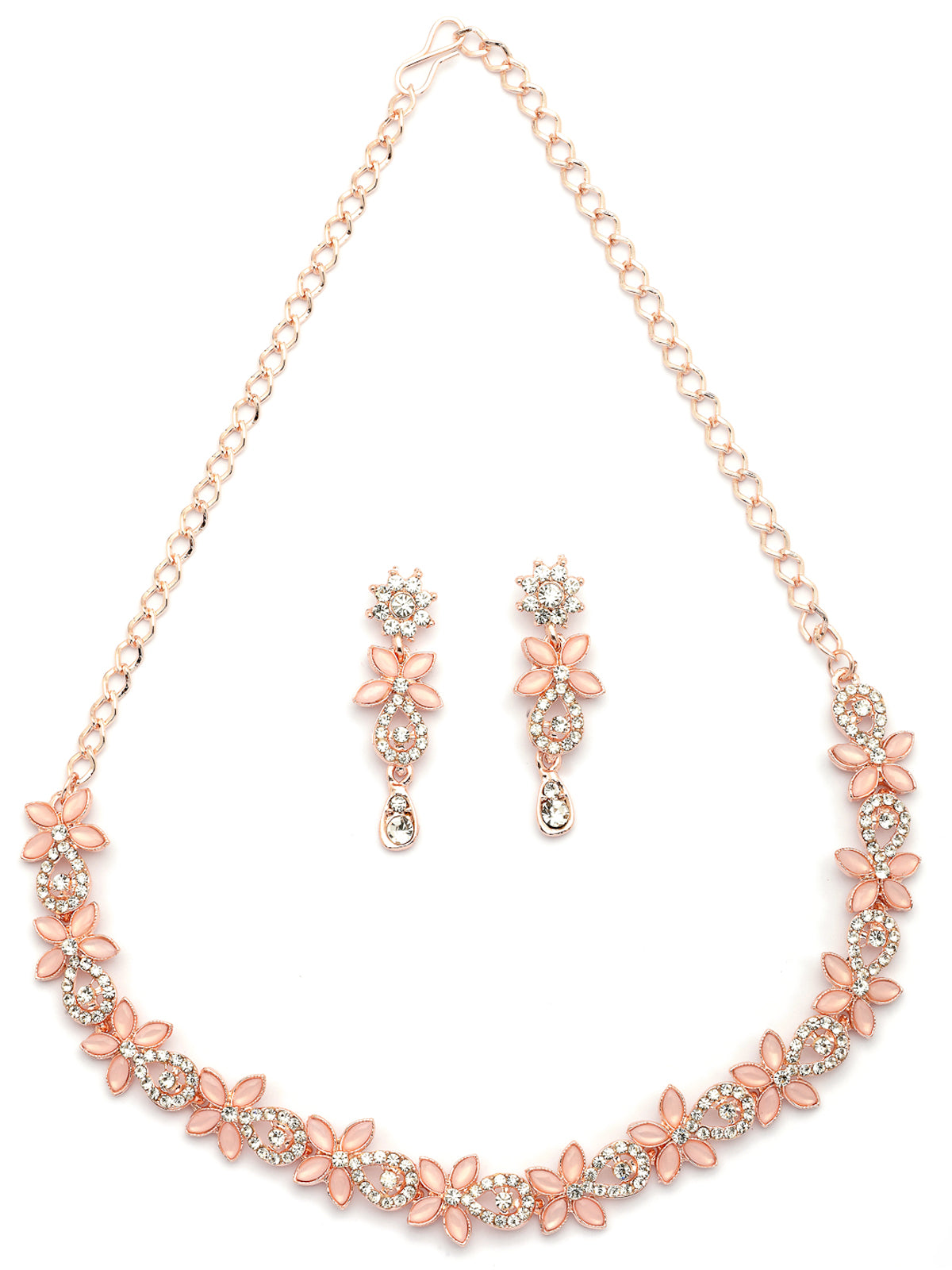 Sukkhi Stylish Flower Design AD Stones Gold Plated Choker Necklace Set with Dangle Earrings Jewellery for Women & Girls|Best Suited for Party, Wedding, and Festive Occasions for Women|NS107487