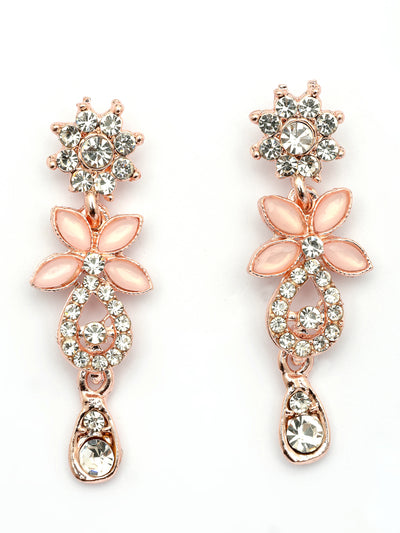 Sukkhi Stylish Flower Design AD Stones Gold Plated Choker Necklace Set with Dangle Earrings Jewellery for Women & Girls|Best Suited for Party, Wedding, and Festive Occasions for Women|NS107487