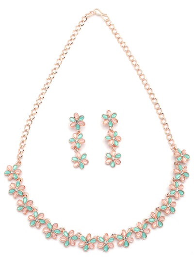 Sukkhi Flawless Stylish Design Gold Plated AD Stones Pink Choker Necklace Set with Dangle Earrings Jewellery for Women & Girls|Jewellery for Party, Wedding, and Festive Occasions for Women|NS107488