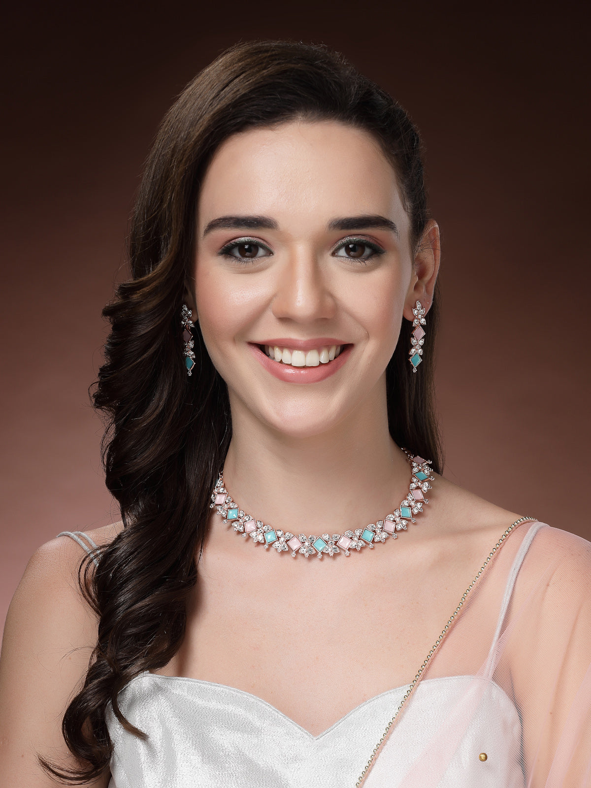 Sukkhi Latest Stylish AD Stones with Gold Plated Choker Necklace Set & Dangle Earrings Jewellery for Women & Girls| Jewellery for Party, Wedding, and Festive Occasions for Women|NS107489