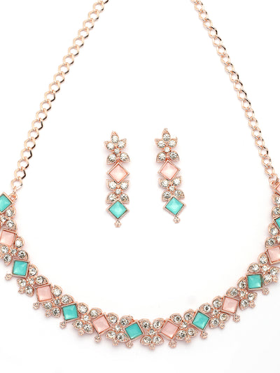 Sukkhi Latest Stylish AD Stones with Gold Plated Choker Necklace Set & Dangle Earrings Jewellery for Women & Girls| Jewellery for Party, Wedding, and Festive Occasions for Women|NS107489