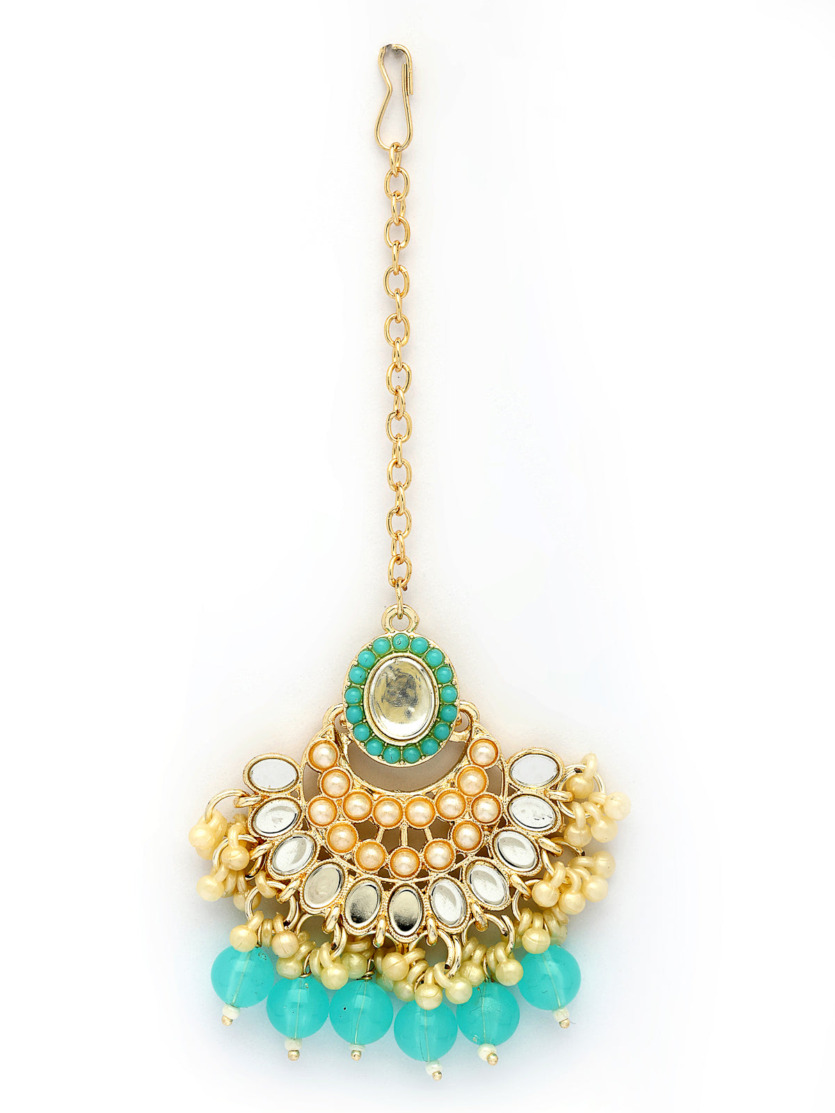 Sukkhi Classical Gold Plated with AD Beads Choker Necklace Set Earring and Maangtikka Jewellery Set for Women|NS107521