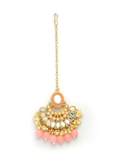 Sukkhi Pretty Gold Plated with AD Beads Choker Necklace Set Earring and Maangtikka Jewellery Set for Women|NS107523