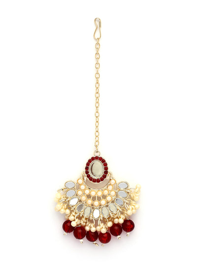 Sukkhi Creative Gold Plated with AD Beads Choker Necklace Set Earring and Maangtikka Jewellery Set for Women|NS107526