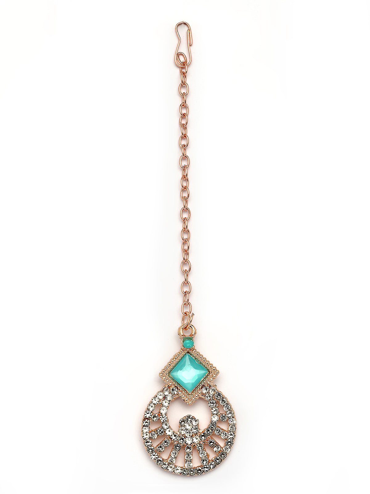 Sukkhi Modern Rose Gold Plated AD Stones & Beads Choker Necklace Set With Earring And Maangtika | Jewellery Set For Women|NS107533