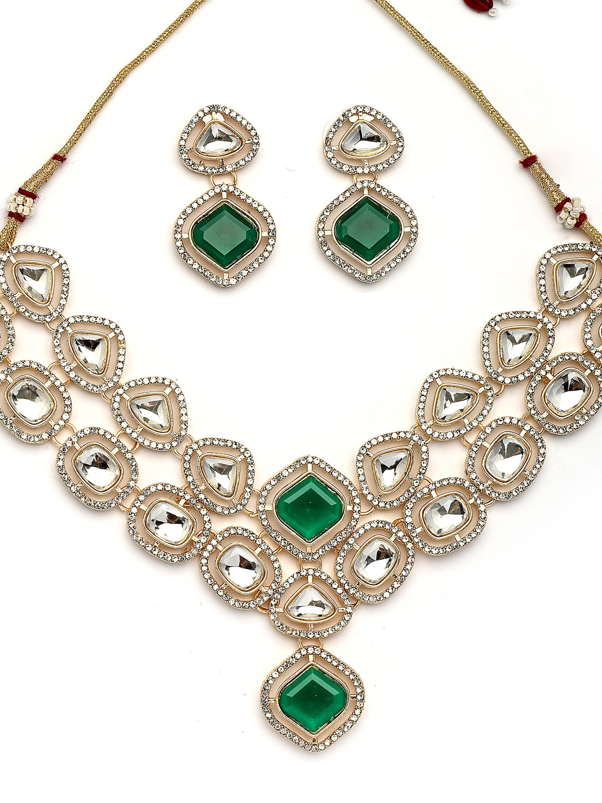 Sukkhi Trendy Stylish Gold Plated AD Stones Studded Choker Necklace Set with Drop Earrings Jewellery for Women & Girls|Jewellery for Party, Wedding, and Festive Occasions for Women|NS107544