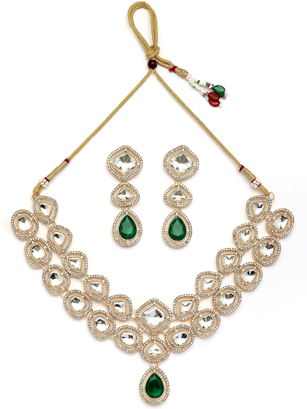 Sukkhi Ornamental Gold Plated AD Stones Studded Choker Necklace Set with Drop Earrings Jewellery for Women & Girls|Jewellery for Party, Wedding, and Festive Occasions for Women|NS107546