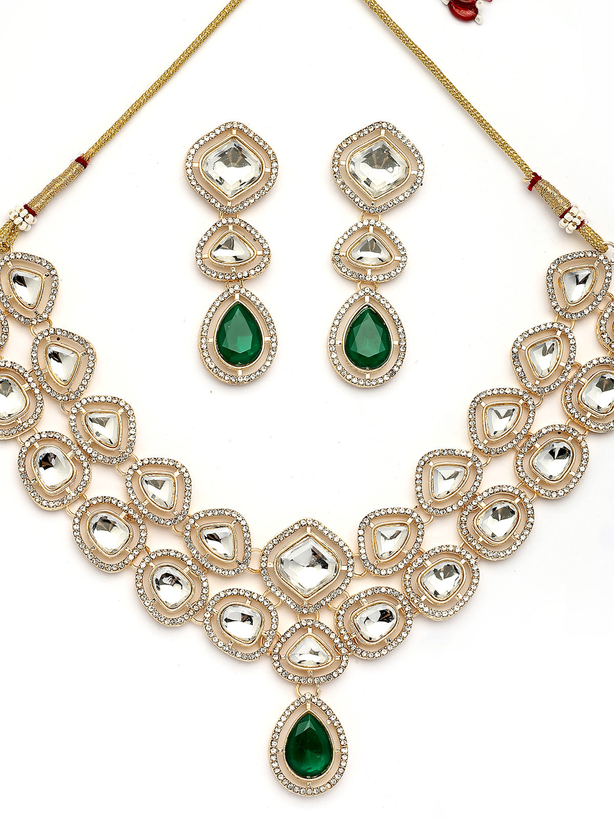 Sukkhi Ornamental Gold Plated AD Stones Studded Choker Necklace Set with Drop Earrings Jewellery for Women & Girls|Jewellery for Party, Wedding, and Festive Occasions for Women|NS107546