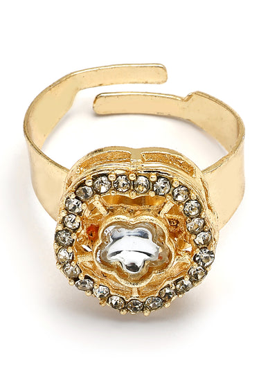 Sukkhi Eye Catchy Gold Plated AD Stones Studded Choker Necklace set with Studs Earrings & Ring Jewellery for Women & Girls|Jewellery for Party, Wedding, and Festive Occasions for Women|NS107552