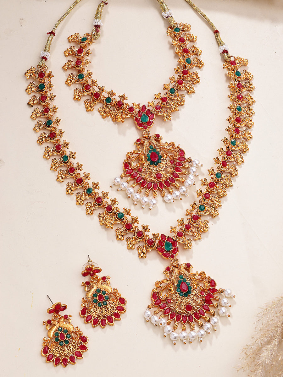 Sukkhi Indian Traditional Stylish Gold Plated with Peacock Design Choker Necklace Set with Dangle Earrings Jewellery for Women & Girls|Jewellery for Party, Wedding, and Festive Occasions for Women|NS107553