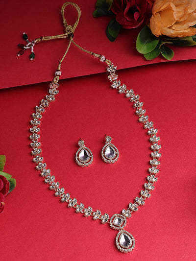 Sukkhi Stylish Fashionable Gold Plated AD Stones Studded Choker Necklace Set with Drop Earrings Jewellery for Women & Girls|Jewellery for Party, Wedding, and Festive Occasions for Women|NS107554