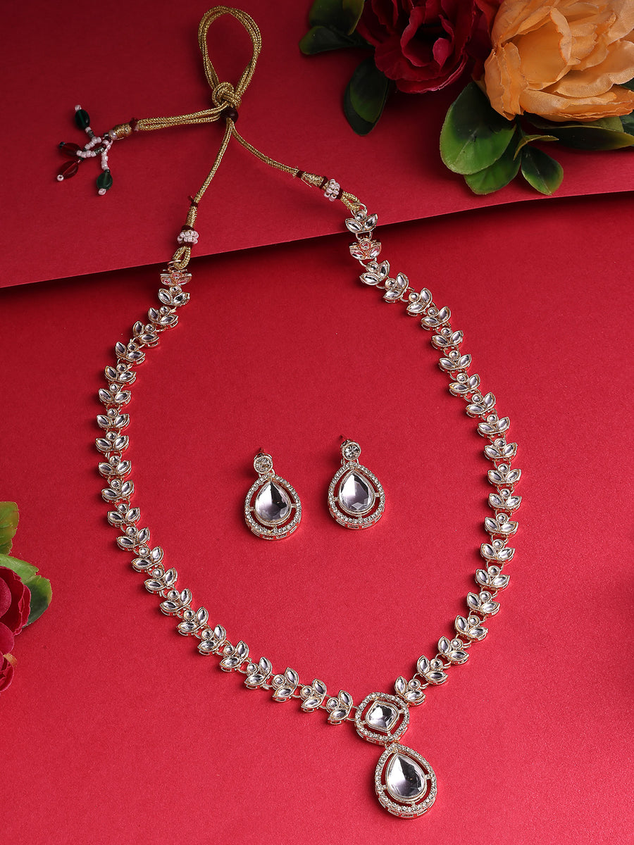 Sukkhi Stylish Fashionable Gold Plated AD Stones Studded Choker Necklace Set with Drop Earrings Jewellery for Women & Girls|Jewellery for Party, Wedding, and Festive Occasions for Women|NS107554